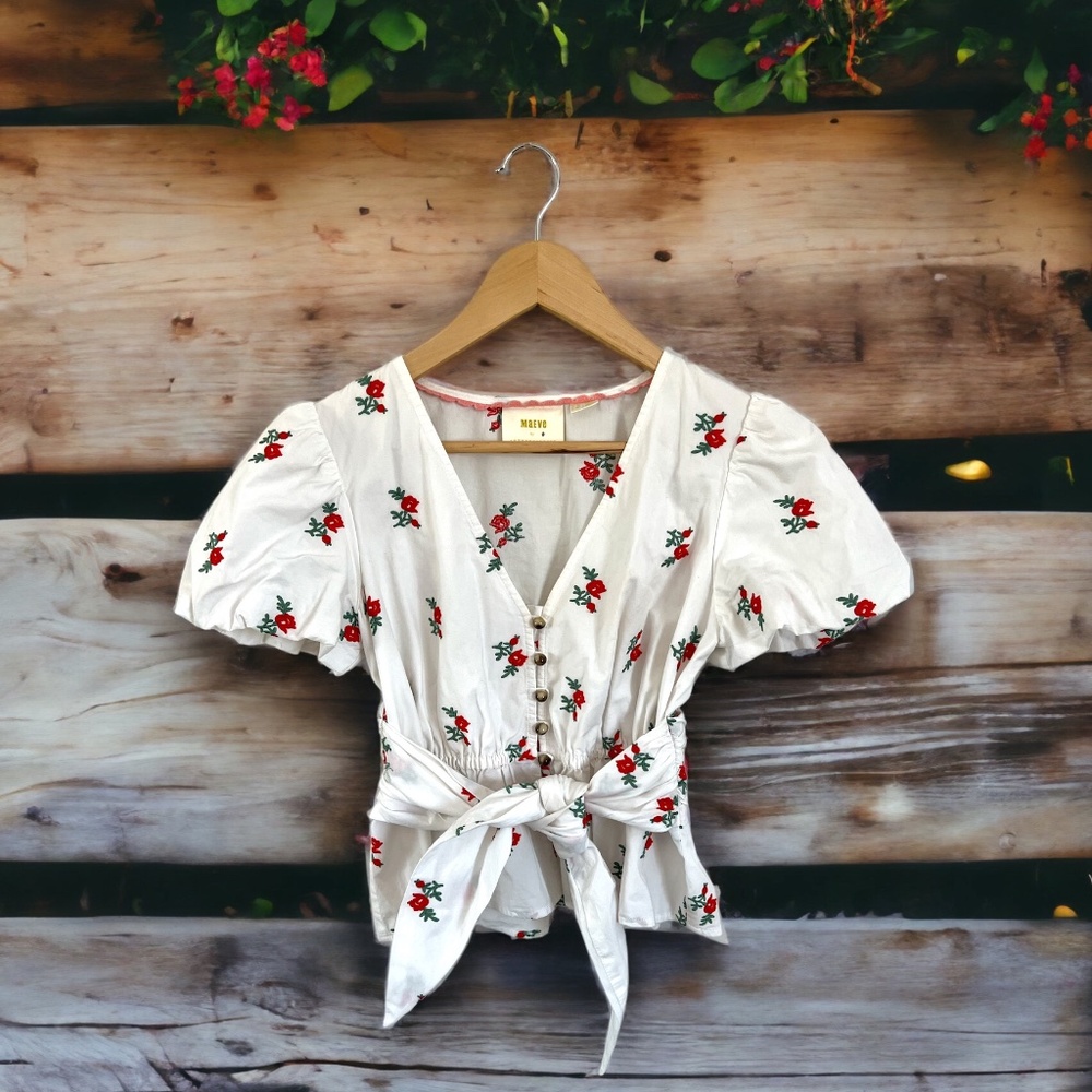 Women's Maeve For Anthropologie Floral Puff Sleeve Top